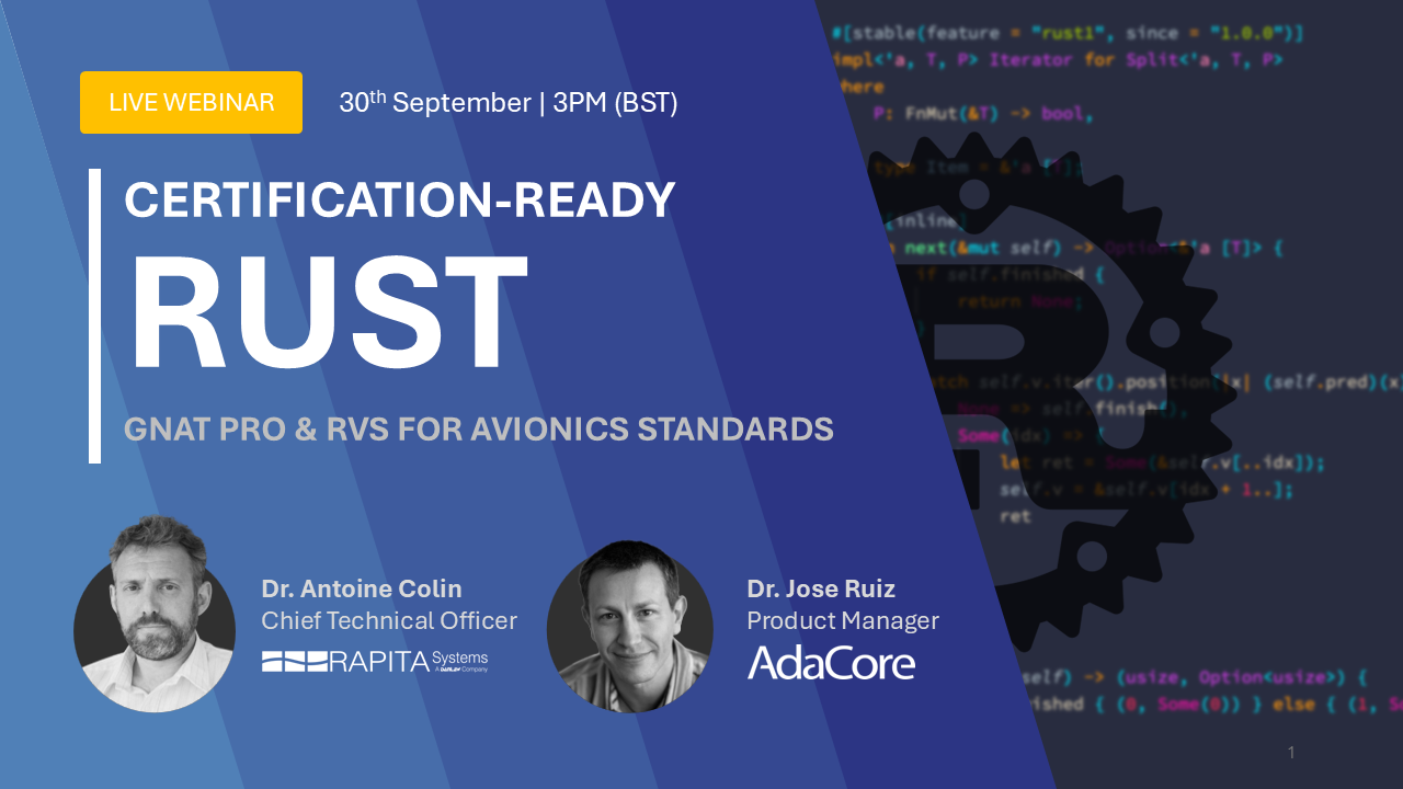 Certification-Ready Rust: GNAT Pro & RVS for Avionics Standards